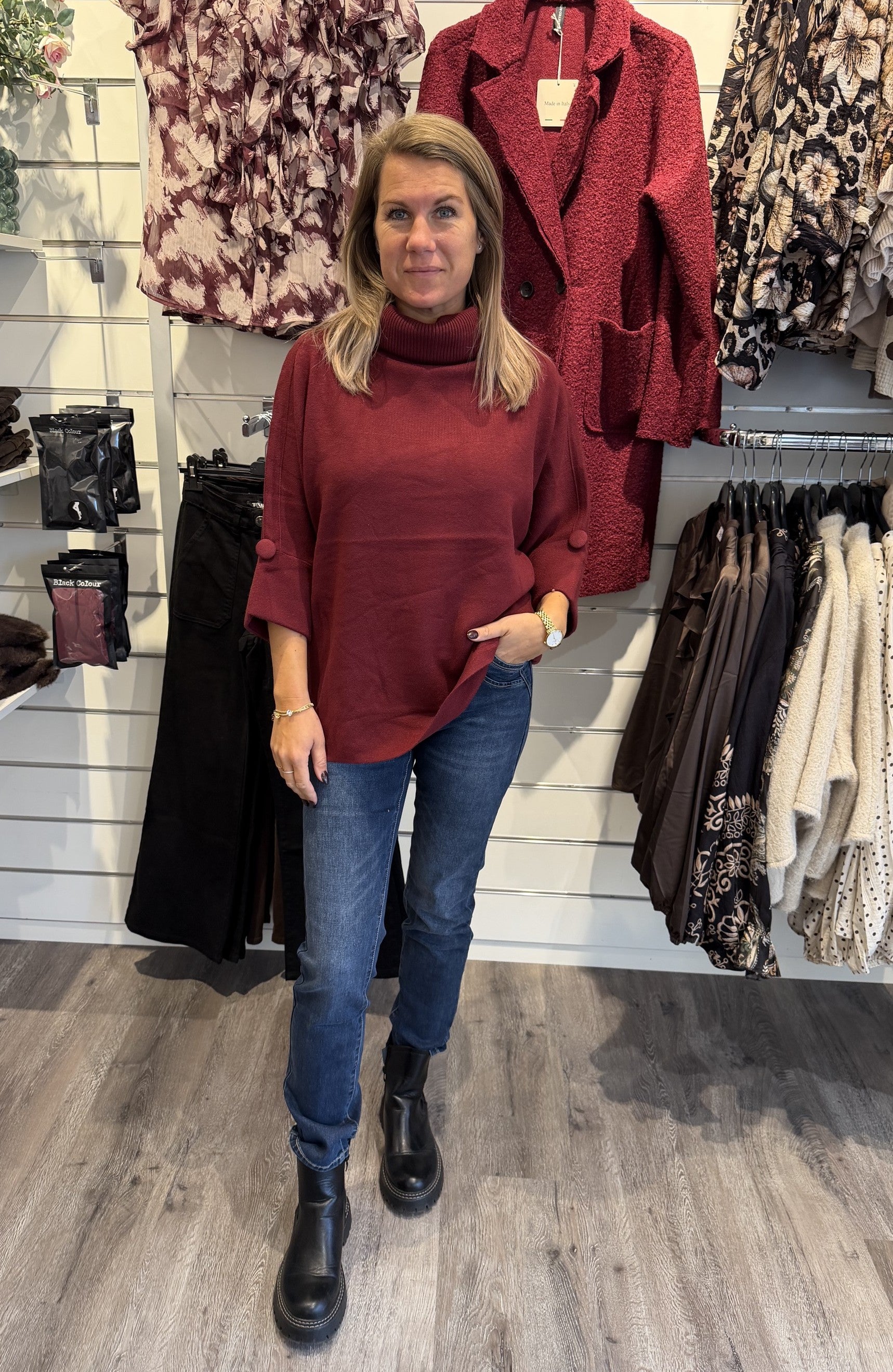 Sally Stickad polotröja Wine
