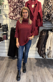 Sally Stickad polotröja Wine