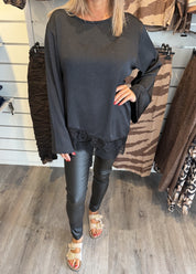 Smilla Blus satin Svart