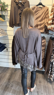 Smilla Blus satin Taupe
