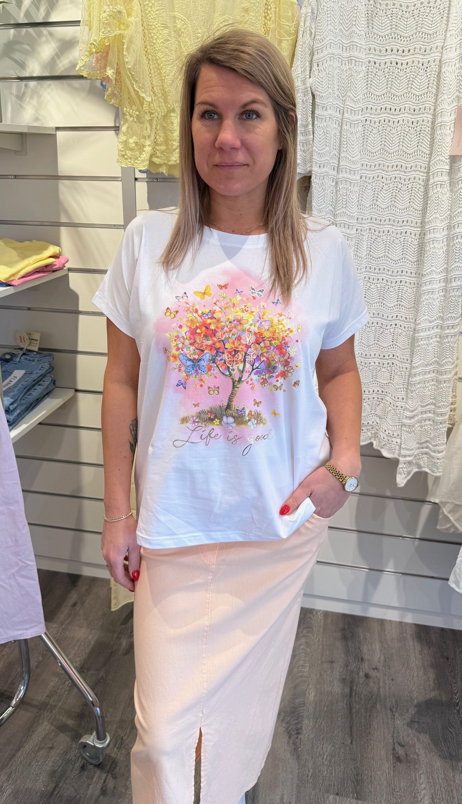 Linda - Tshirt - Träd - Rosa