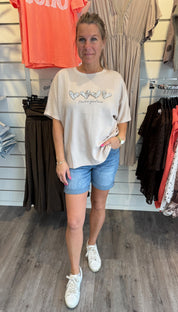 Trine T-shirt Hjärtan Beige