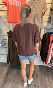 Trine T-shirt Hjärtan Brun