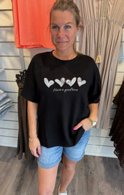 Trine T-shirt Hjärtan Svart
