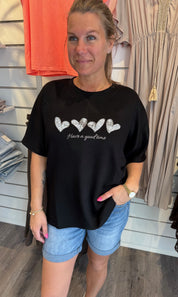 Trine T-shirt Hjärtan Svart