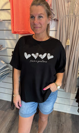 Trine T-shirt Hjärtan Svart