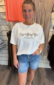 Trine T-shirt Hjärtan Vit