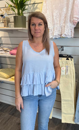 Vicky - Linntopp med volang -Ljusblå- Nyhet