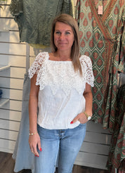 Sonja Topp med spets Vit