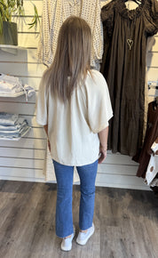 Wilma V-ringad topp Beige
