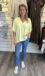 Wilma V-ringad topp Gul