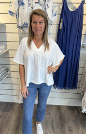 Wilma V-ringad topp Vit