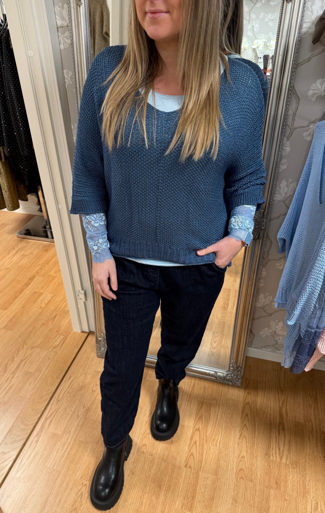 Agata - Stickad tröja - Denim - Nyhet