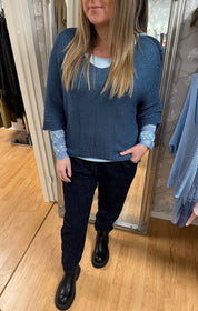 Agata - Stickad tröja - Denim - Nyhet