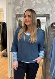 Agata - Stickad tröja - Denim - Nyhet