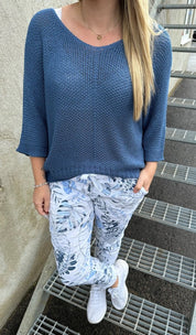 Agata - Stickad tröja - Denim - Nyhet