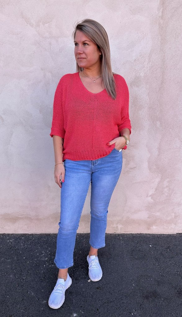 Agata  - Stickad tröja-  Corall - Nyhet