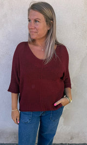 Agata  - Stickad tröja - Bordo - Nyhet