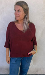 Agata  - Stickad tröja - Bordo - Nyhet