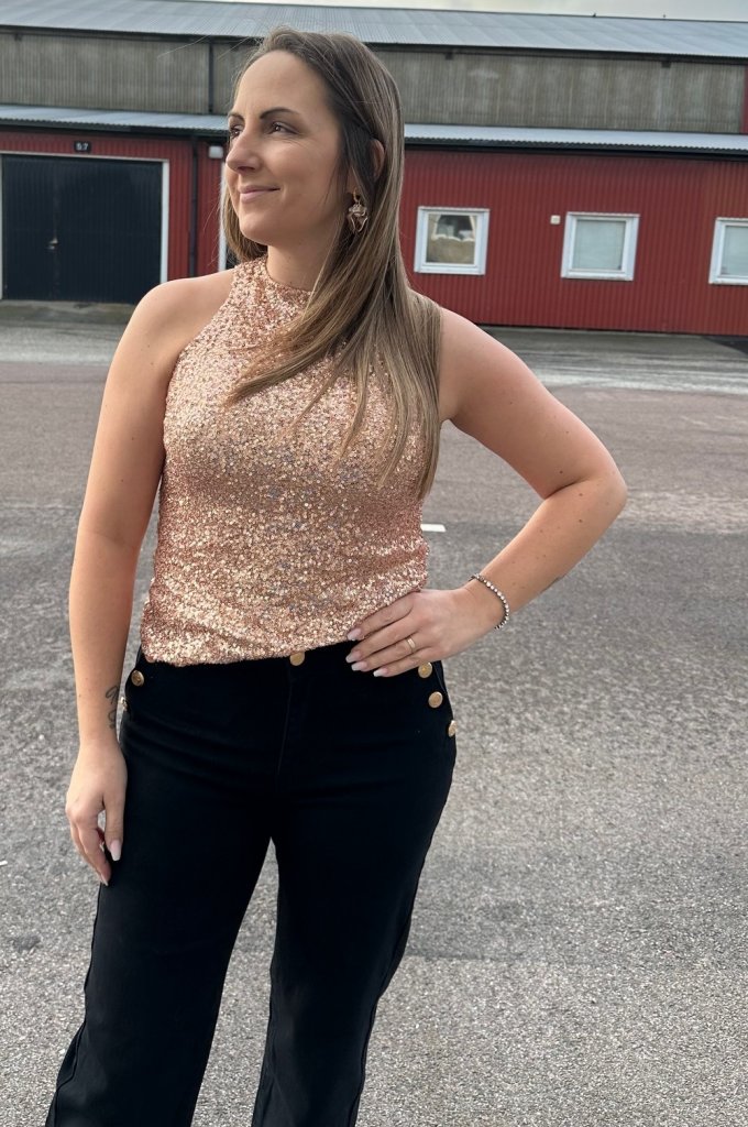 Agnes -  Paljettlinne - Rose/Guld- Nyhet
