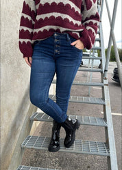 Alba - Byxor med Knappar - Mörk Denim 90109-E - Nyhet
