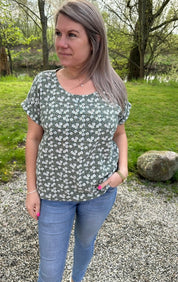 Alexa - Topp - Flower -Khaki - Nyhet