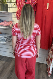 Alvera Tshirt Randig Röd/Rosa