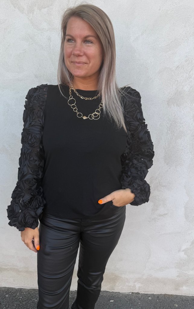 Amelie Topp Flower - Svart