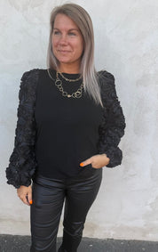 Amelie Topp Flower - Svart