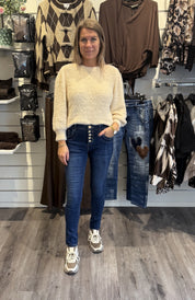 Amie jeans med knappmix 98683 Mörkdenim
