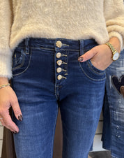 Amie jeans med knappmix 98683 Mörkdenim