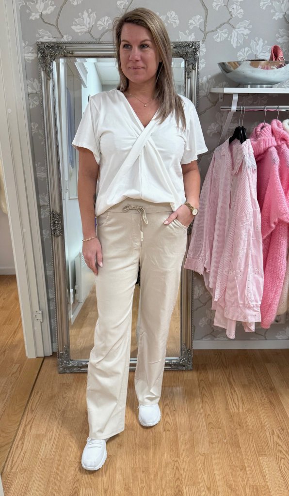 Amina - Byxor med knyt - Vida  -Beige