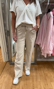 Amina - Byxor med knyt - Vida  -Beige