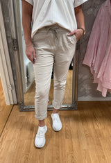 Amina - Byxor med knyt - Beige - Nyhet