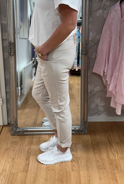 Amina - Byxor med knyt - Beige - Nyhet