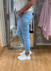 Amina - Byxor med knyt - Ljusblå - Nyhet