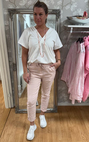 Amina - Byxor med knyt - Rosa - Nyhet