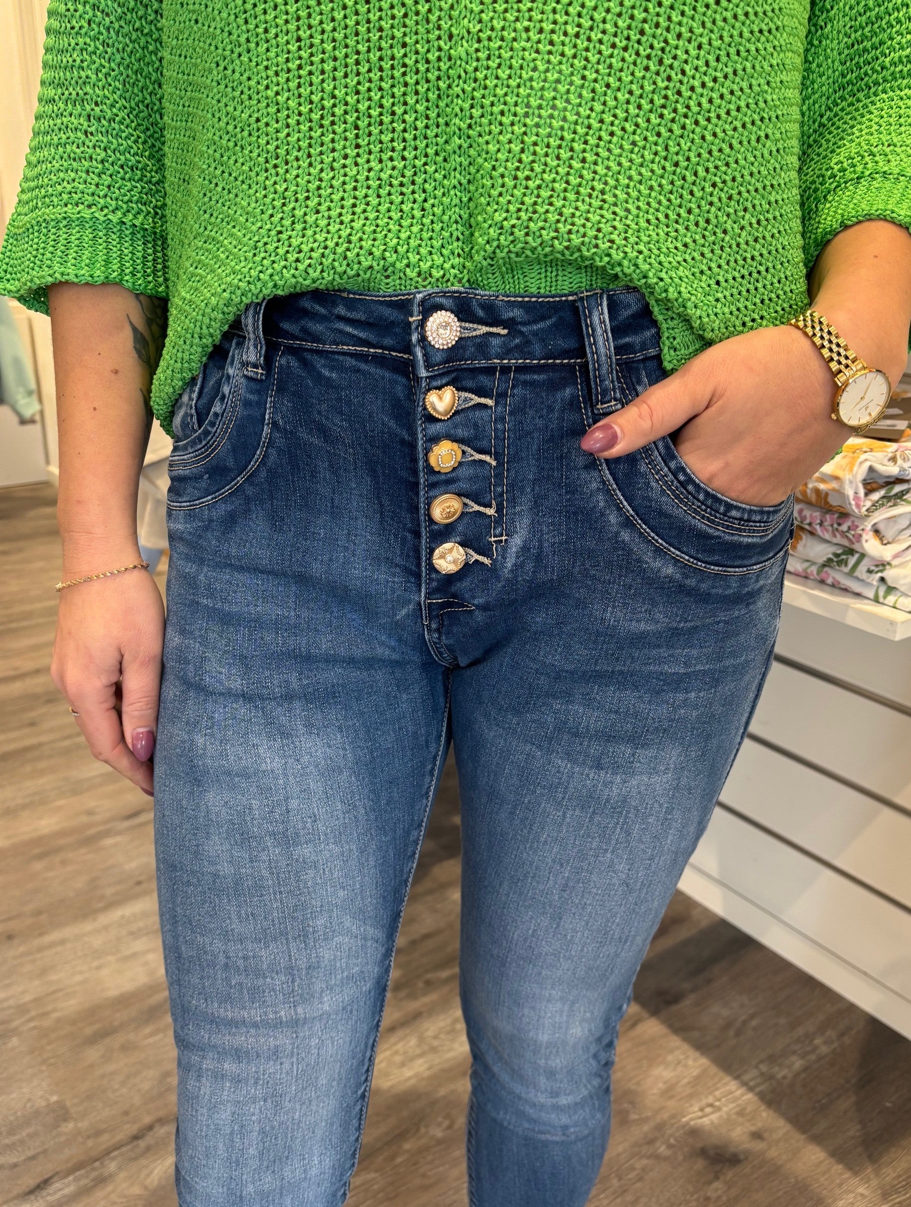 Ancii - jeans med knappmix - Denim