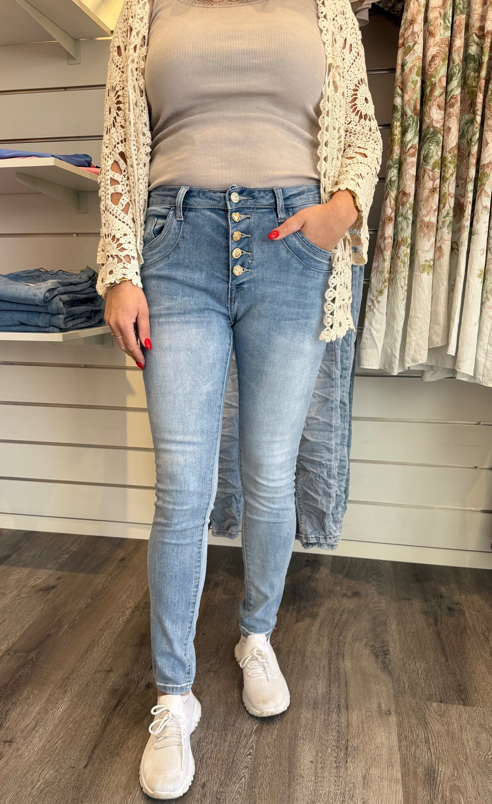 Ancii - jeans med knappmix - Ljusdenim