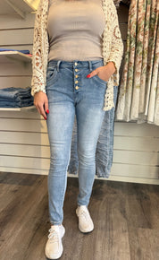 Ancii - jeans med knappmix - Ljusdenim