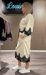 Andrea Kjol - Spets - Beige