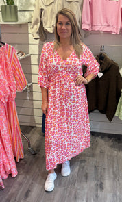Andrea - Klänning - Leopard - Fuxia