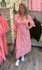 Andrea - Klänning - Leopard - Fuxia