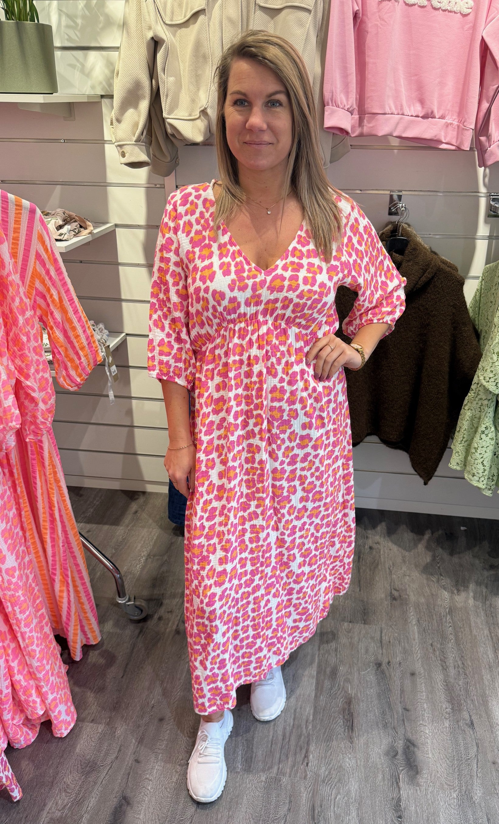 Andrea - Klänning - Leopard - Fuxia