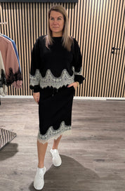 Andrea Kjol - Spets - Svart