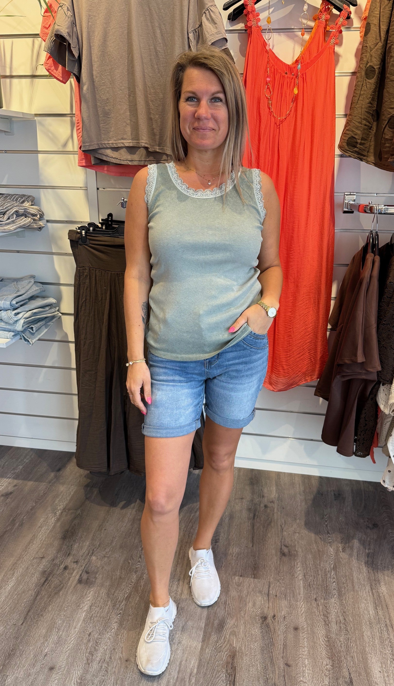 Angeline - Spetslinne Khaki