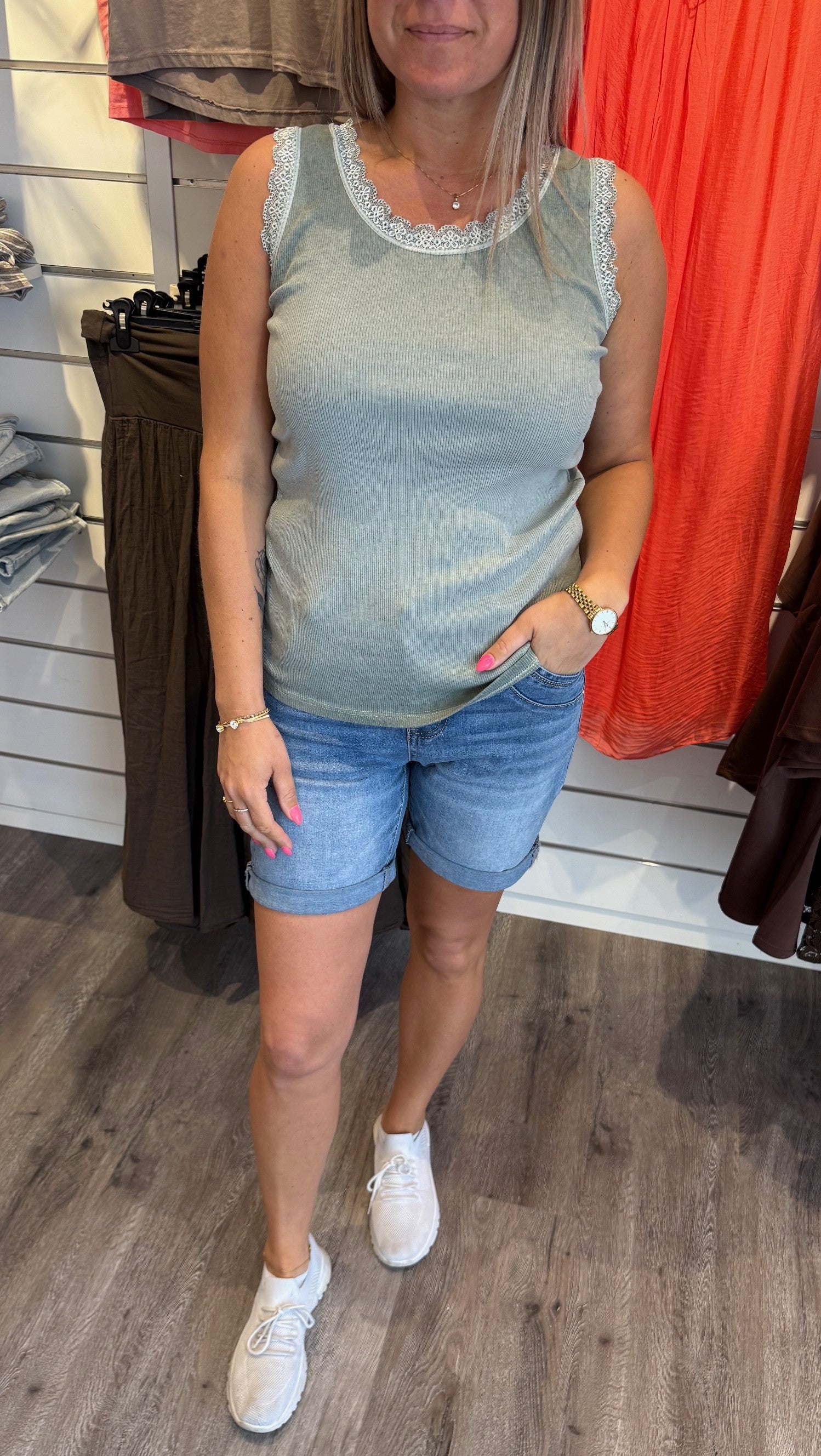 Angeline - Spetslinne Khaki