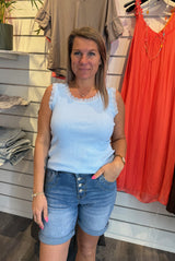 Angeline - Spetslinne - Ljusblå-  Nyhet