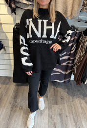 Aria Stickad tröja Copenhagen Svart