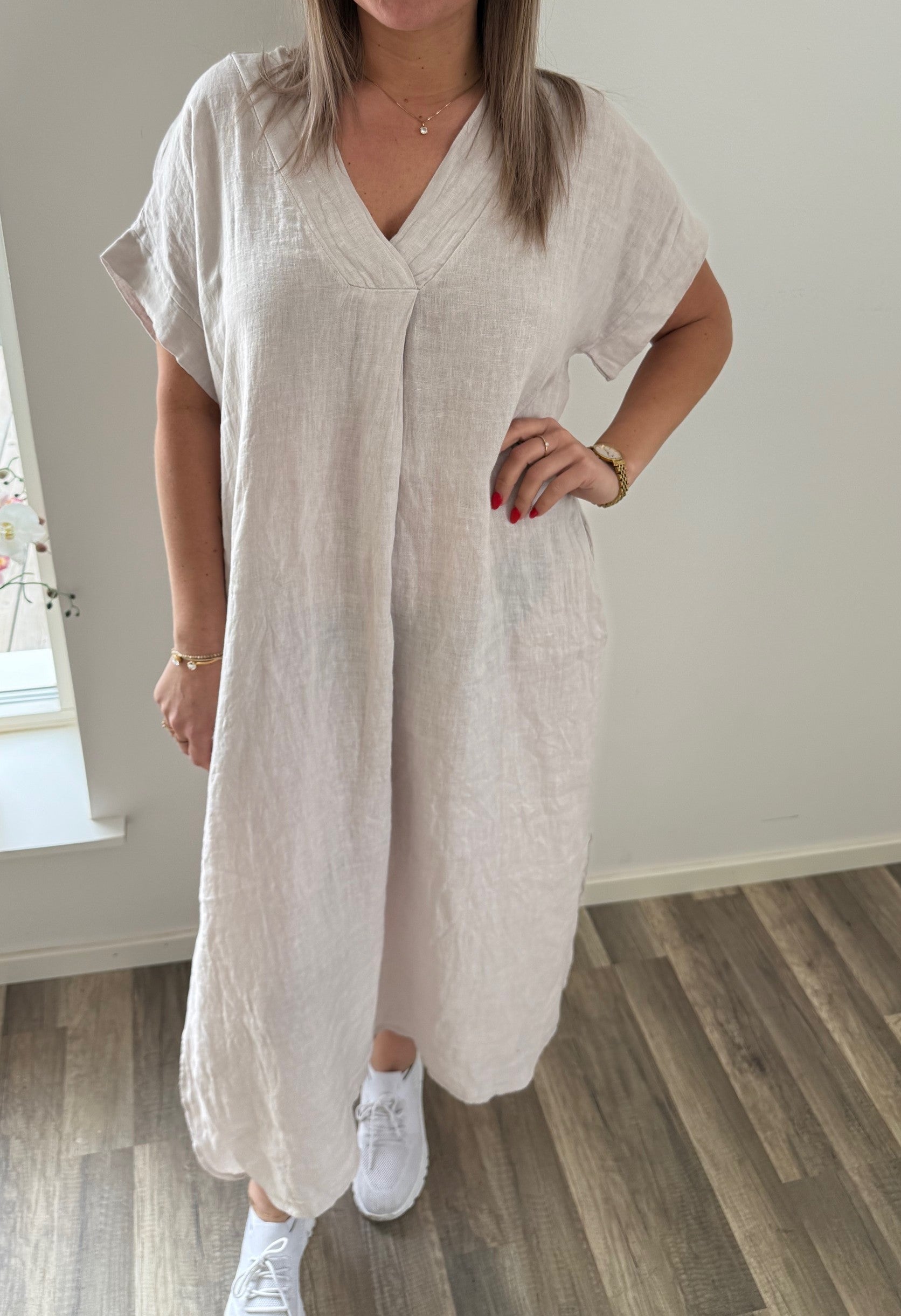 Astra Linneklänning  Beige